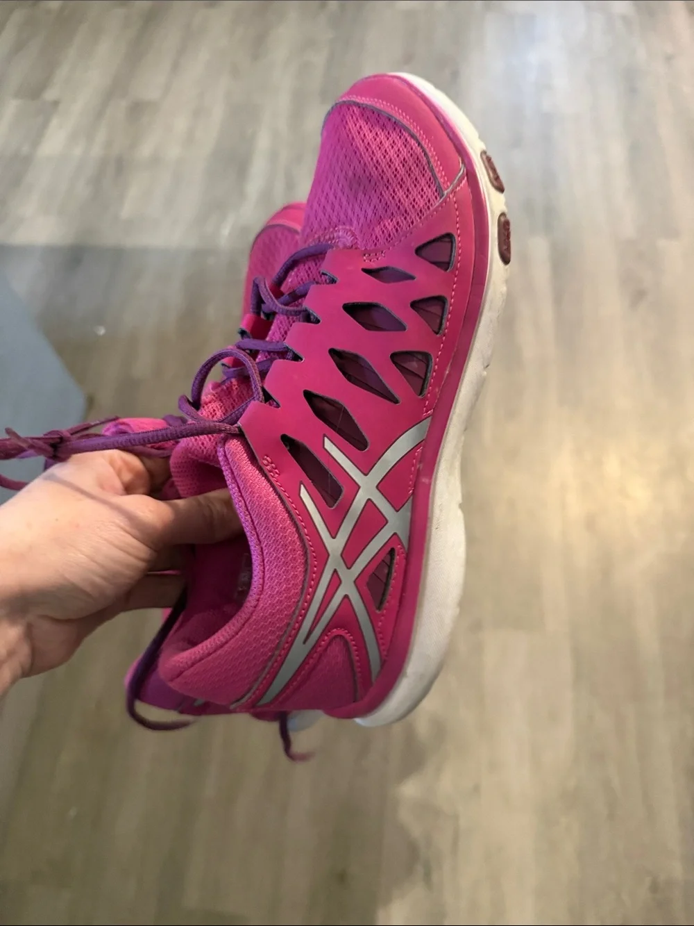 ASICS Pink and Silver Women's Athletic Sneakers